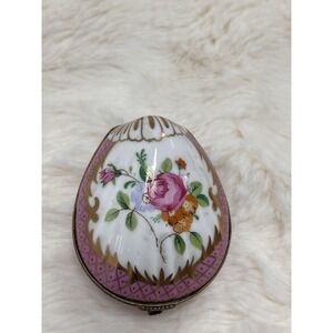 Vintage Porcelain Clamshell Trinket Box (3-1/2") French Limoges Style